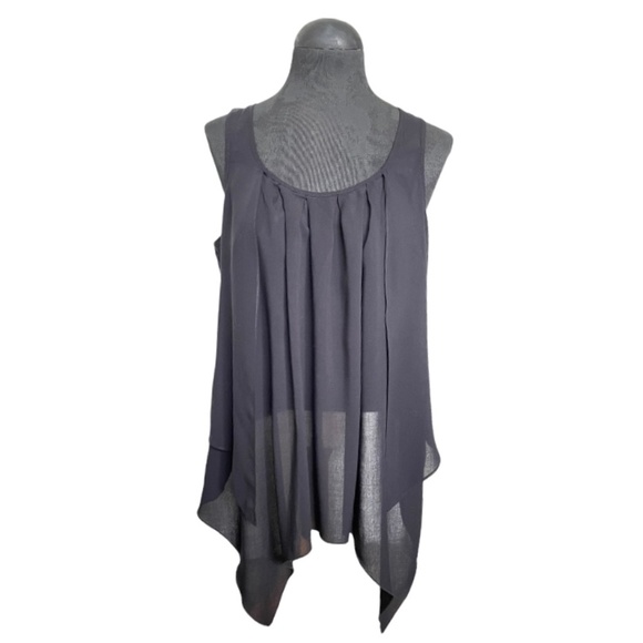 Spense Tops - #9 Spence Sleeveless High Low Hanky Hem Flared Scoop Neck Tank
